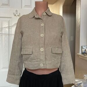 Proenza Schouler for Target Linen Blend Jacket XS Beige Button‎ Front